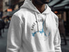 White hoodie with Lake Mead Arizona map and compass graphic