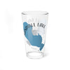 Clear glass pint glass with Sandhill Lake map and Wisconsin text.