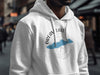 White hoodie featuring "Dream Lake Colorado" text and a blue lake outline map.