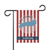 Garden flag with red and white stripes, a blue outline of Lake Ontario, and "The Smith Family".