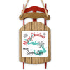 Red and wood sleigh ornament with "Merry Christmas From Spoon Lake".