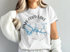 Tims Ford Lake Tennessee design with compass and map on white t-shirt.