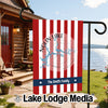 Nolin Lake Kentucky garden flag with red and white stripes and Smith Family personalization.