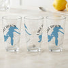 Three clear glasses feature a blue map outline of Lake Dillon and compass rose.