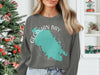 Grey sweatshirt featuring teal map graphic with "Georgian Bay Ontario" text and compass.