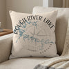 Rough River Lake Kentucky pillow with compass and map design.