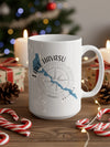 White mug with Lake Havasu Arizona and compass design.