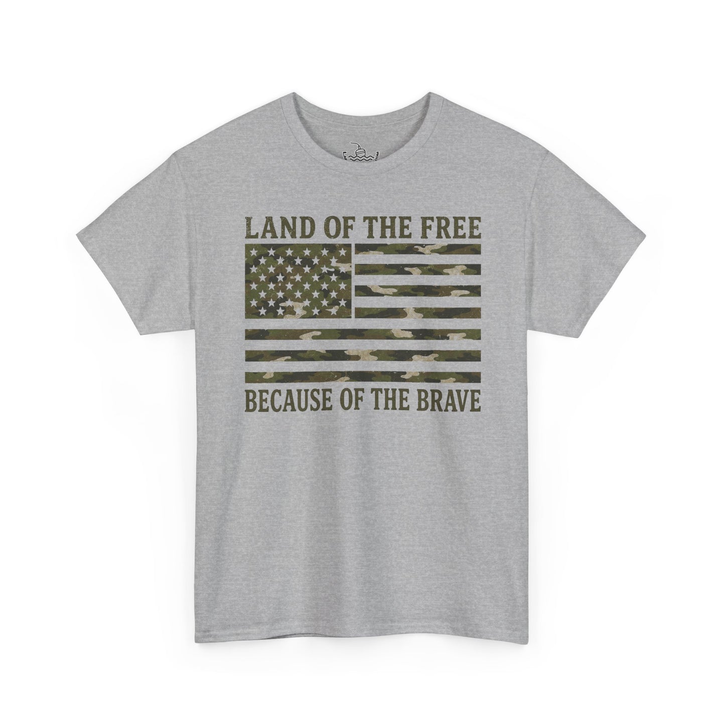 Land of the Free Because of the Brave T-Shirt | American Flag Tee | Patriotic Camo for Veterans and Fourth of July
