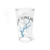 Clear glass pint glass with West Point Lake Georgia map and compass design.