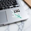 Clarks Hill Life sticker with lake outline and text on laptop
