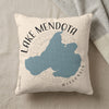 Cream pillow with blue Lake Mendota map and "Lake Mendota Wisconsin" text.