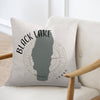 Black Lake Idaho map pillow with compass rose graphic and copyright text.