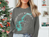 Dark grey sweatshirt with Lake Cecil M Harden Indiana map and compass graphic.