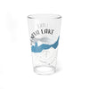 Clear glass pint glass with Geneva Lake map and compass design.