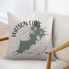 Pillow with Watson Lake Arizona map and compass design