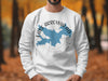 White sweatshirt with blue Lake Arrowhead map graphic and "CALIFORNIA" text.