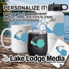 Mug, tumbler, and water bottle with "Glen Lake" logo.