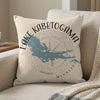 Pillow with Kabetogama Lake map and Minnesota text, centered on a compass rose.