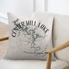 Pillow with Center Hill Lake map graphic and compass rose design.
