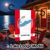 Garden flag with Lake Erie map, compass, "The Smith Family," and Canadian flags.
