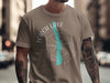 Taupe t-shirt with "Torch Lake Michigan" text and a teal map of the lake.