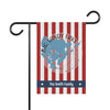 Garden flag with red and white stripes, a blue silhouette of Big Sandy Lake, and "The Smith Family" text.