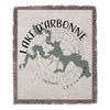 Woven blanket featuring a map of Lake D'Arbonne, Louisiana, with compass rose.
