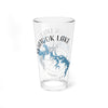 Glass pint with Skiatook Lake map and compass design.