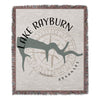 Woven blanket with Lake Rayburn map graphic and compass rose.
