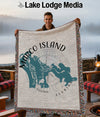 Woven blanket with Marco Island, Florida map and compass design.