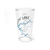Clear pint glass with Boone Lake map and compass graphic, Tennessee text.