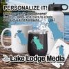Mug, tumbler, water bottle, and square item with "Cain Lake" logo and lake silhouette.