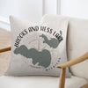 Brooks and Hess Lake Michigan map with compass design on a decorative pillow.