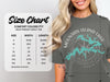 Comfort Colors 1717 heavyweight adult tee size chart with width and length measurements.