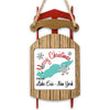Sled ornament with Merry Christmas from Lake Erie, New York text and snowflakes.