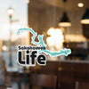Sakakawea Life sticker with turquoise lake outline and copyright text.