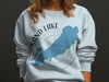 Sweatshirt with Sand Lake Ontario map graphic and compass rose.