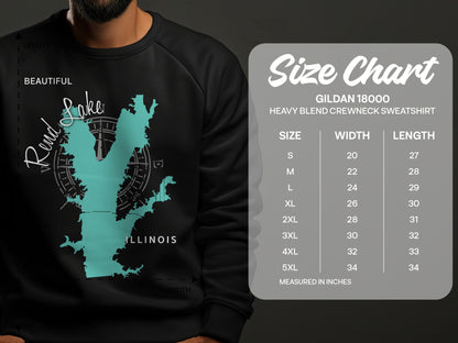 Beautiful Rend Lake Illinois Map Design T-Shirt or Sweatshirt