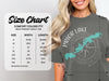 Comfort Colors 1717 heavyweight adult tee size chart with width and length measurements in inches.