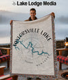 TAYLORSVILLE LAKE Kentucky map woven blanket with compass design.