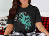 Black t-shirt with "Lake Tapps Washington" text and turquoise map graphic.