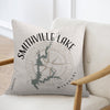 Throw pillow with Smithville Lake Missouri map and compass design.