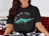 Black t-shirt with Big Bear Lake map, compass, and "California" text.