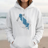 White hoodie with Gull Lake Michigan map and compass graphic.