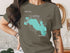 T-shirt with Lake Wawasee Indiana map design and compass.