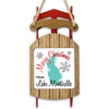 Sled ornament with Merry Christmas from Lake Monticello text and snowflakes.