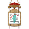 Wooden sled ornament with "Merry Christmas FROM Lake Winnebago" text.