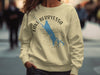 Cream sweatshirt with Lake Berryessa California map and compass design.