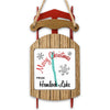 Sled ornament with "Merry Christmas from Hemlock Lake" text and snowflakes.