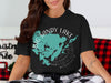 Black t-shirt with teal Big Sandy Lake map graphic and compass, with Minnesota text.